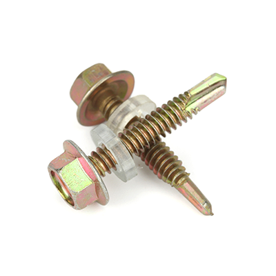 渗碳钢彩锌六角法兰面自钻自攻带PVC垫螺钉GB15856.4